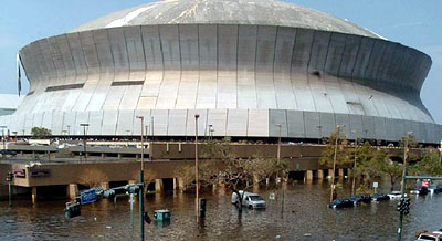 The flooded New Orleans Superdome
